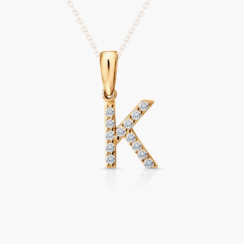 Zawieszka Litera K SAVICKI: złota, cyrkonie